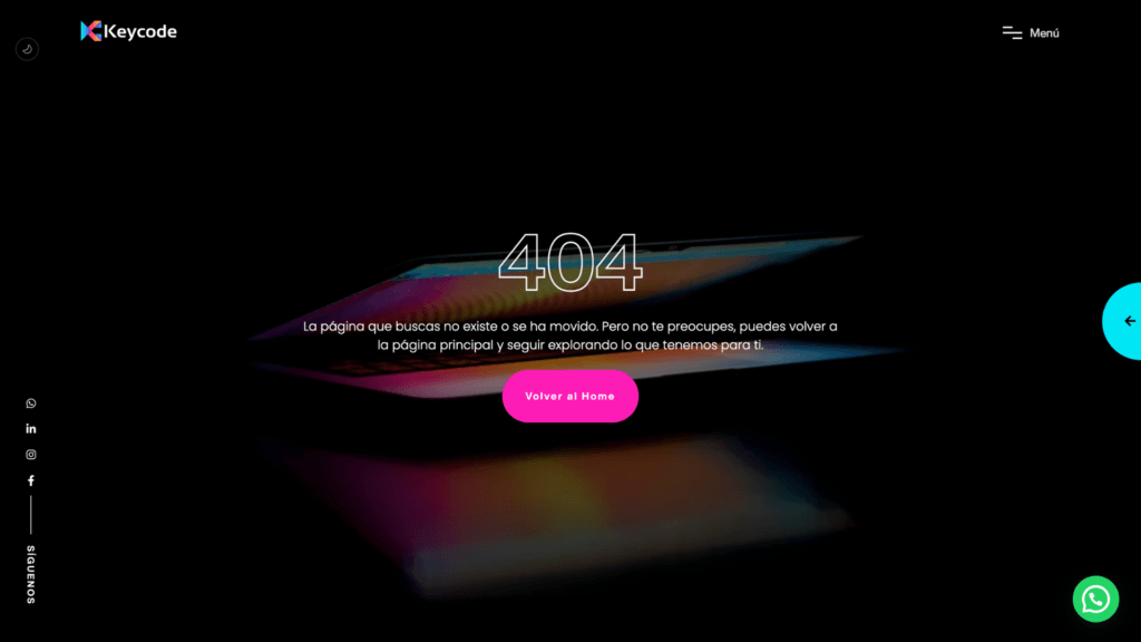 404 error page of Keycode Digital Agency