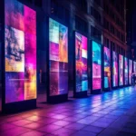 Keycode Digital Agency | We merge technology and imagination Billboards on a futuristic city scene at night. Concept art with a futuristic vision of advertising.