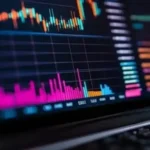 Gráfico de datos en pantalla de computadora, mostrando tendencias de análisis y métricas relevantes para la optimización de LLMO en búsquedas AI.
