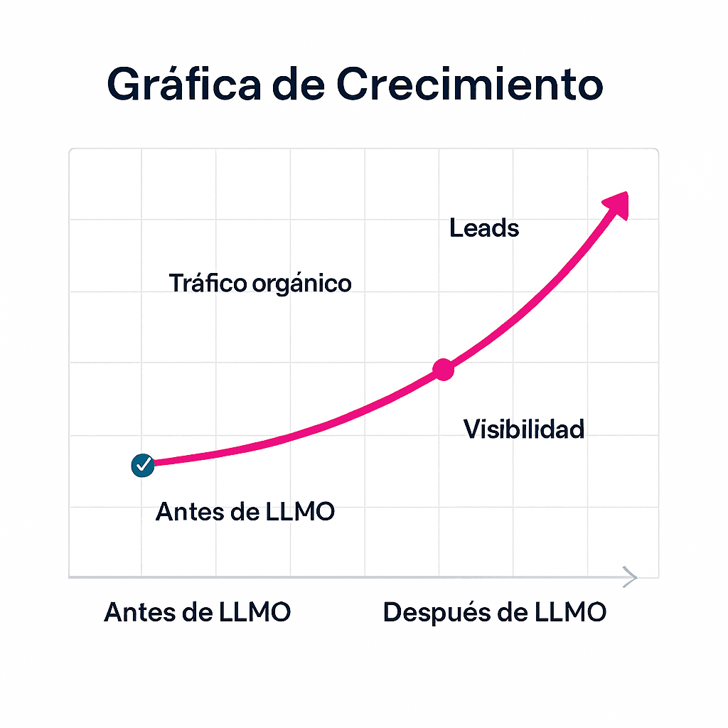 Cómo crear SEO content que domine búsquedas tradicionales y de IA grafica crecimiento llmo - Keycode Agencia Digital
